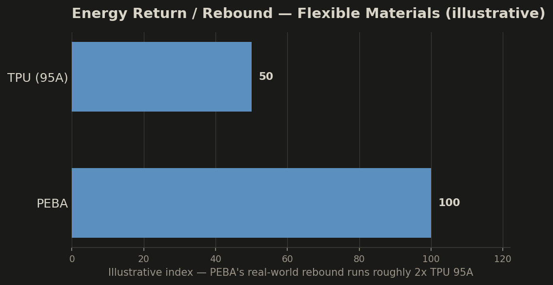 Energy return comparison between TPU and PEBA