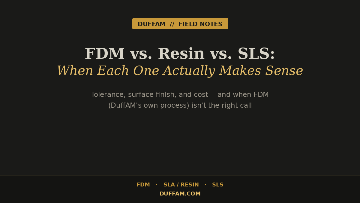 FDM vs. Resin vs. SLS: When Each One Actually Makes Sense