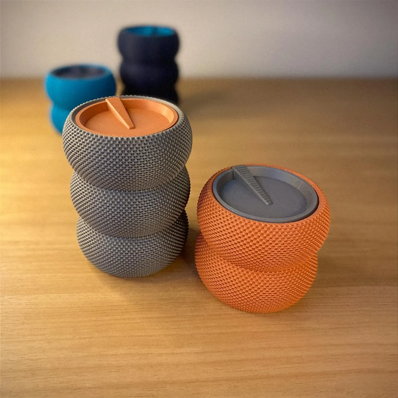 3D Printed Delfina Container | Textured Woven Storage Box, Desk Organizer