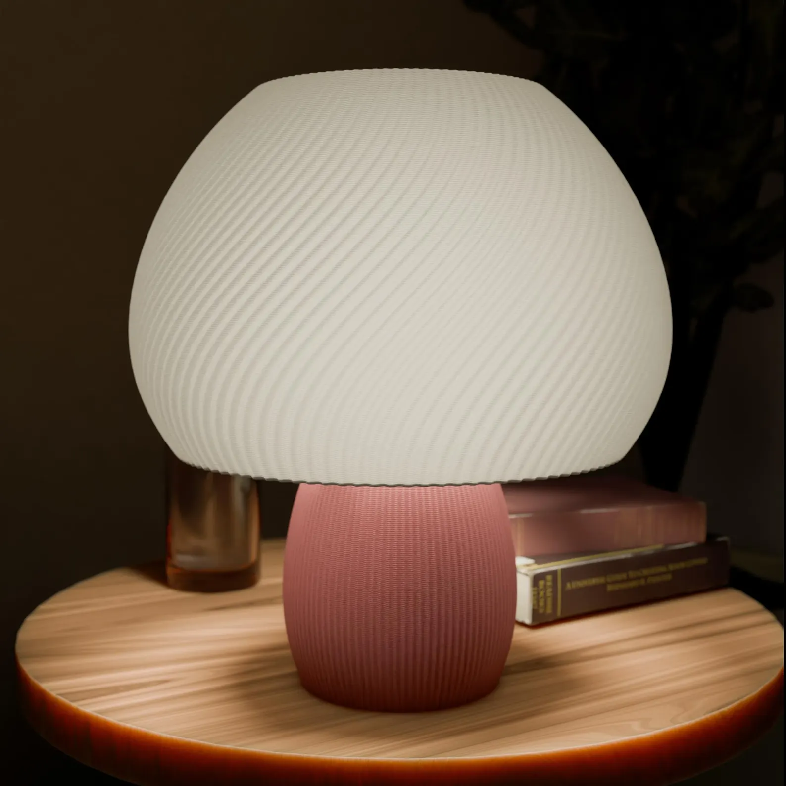 3D Printed Mushroom Lamp | Twisted Ripple Texture, Cottagecore Decor